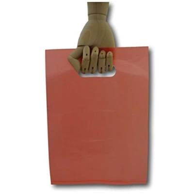 Image of EPOSGEAR® Small Red Gift Shop Boutique Punch Handle Plastic Carrier Bags 7&quot; x 10&quot; (180mm 250mm) (100)