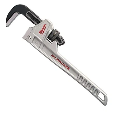 Image of Milwaukee 48 22 7212 12 Inch Aluminium Pipe Wrench Red/Black/Silver