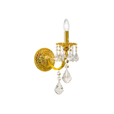 Image of Pisani Crystal Candle Wall Lamp 24 Carat Gold