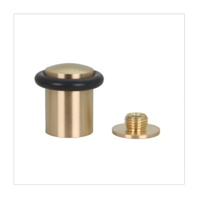 Image of Door Stop Rounded Head 24x35mm Threaded Base Brass Includes Screw + Mounting Plug EVI Herrajes I 108