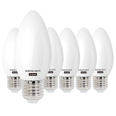 Image of SINCELIGHT LED B35 Candle Shape Light Bulb with E27 Base (ALL BEAM Series) Omni Directional, 3W (250lm) Equivalent to 25W, Warm White (2700K), Non Dimmable, Pack of 6