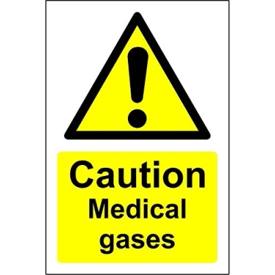 Image of Caution medical gases Safety sign 1.2mm Rigid plastic 400mm x 300mm