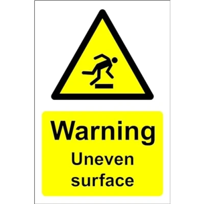 Image of Warning uneven surface Safety sign 1.2mm Rigid plastic 300mm x 200mm Case (Pack of 10)
