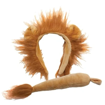 Image of Wicked Costumes Childrens Animal Lion Ears Headband &amp; Tail Set Fancy Dress Accessory