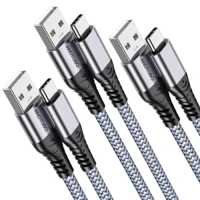 Image of [3 Pack,1M] iPhone 16/15 USB C 3.1A Fast Charging Cable, A to Charger Type Cable for iPhone16/16 plus/16 Pro /16 Max, Samsung S21 S22 S23+ S23 Ultra S20 S10 S9,ect.