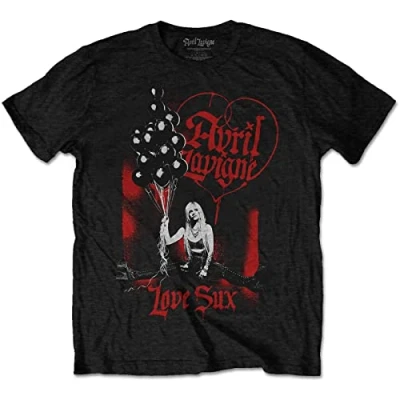 Image of Avril Lavigne Love Sux Balloons Official Tee T Shirt Mens Unisex (Medium) Black