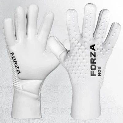 Image of FORZA NGE Goalkeeper Gloves Pro Level Ultra Durable Materials (White, Size 7 (Large Youth))