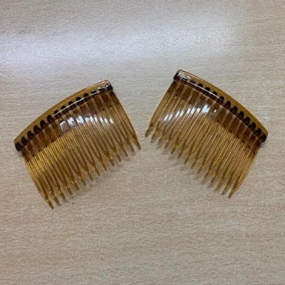 Image of 2 x Brown Side Combs Hair Slides With Grip Craft Wedding Prom Fascinator