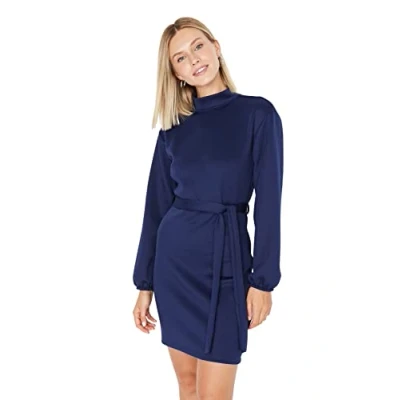 Image of Trendyol Women Mini Bodycon Fitted Knit Dress Blue
