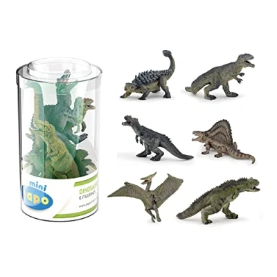 Image of Papo Mini Figurines, 33019 Plus Dinosaurs Set 2 (Tube, 6 pcs), Multicolour