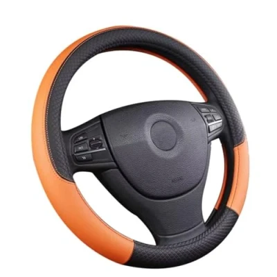 Image of Pahajim Car Steering Wheel Covers Anti Skid PU Leather Universal Cover Breathable Sport Style 37 38cm Accessories for Women Men