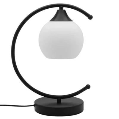 Image of Arch Black Table Lamp Opaque Glass Globe Shade Desk Opal Sphere T502
