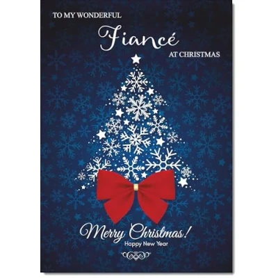 Image of doodlecards Fiance Christmas Card Blue Abstract Tree Large A4 Size for with Plain Envelope