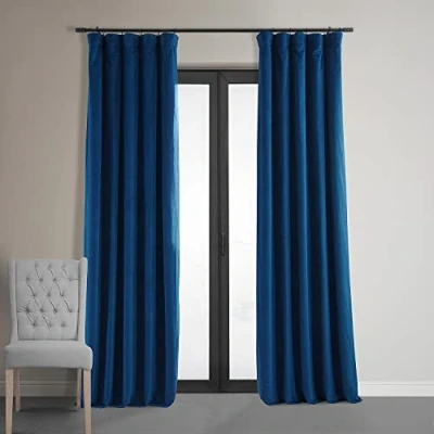 Image of HPD Half Price Drapes Signature Velvet Blackout Curtains for Bedroom 50 X 108 (1 Panel), VPCH 181208 108, Union Blue