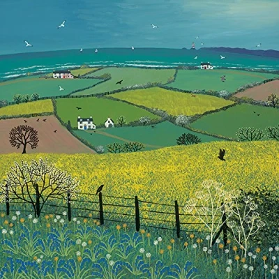 Image of The Art Group Jo Grundy (Coastal View) Canvas Print 60 x 60cm, Wood, Multicolour, 1.3 cm