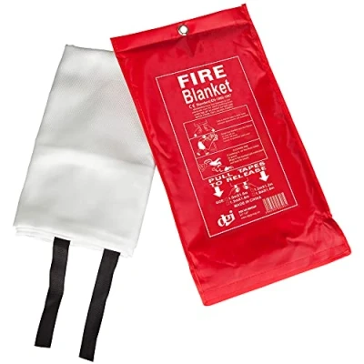 Image of QUICK RELEASE FIRE BLANKET 1M X SOFT CASE FOR HOME OFFICE CARAVAN SAFETY UK