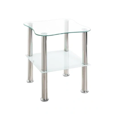 Image of HAKU Möbel Side table, stainless steel, white W 40 x D H 47 cm