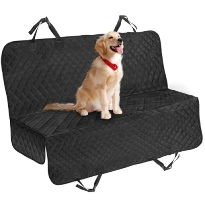 Image of moveland Dog Car Seat Cover with Side Flap, Black, Universal Fit, Durable Waterproof Polyester Fabric, Easy to Clean, for Cars, Trucks, SUVs