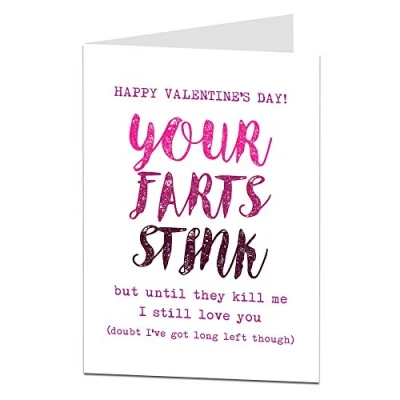 Image of Funny Valentines Card For Husband Boyfriend Maybe Girlfriend Or Wife?! Your Farts Stink!