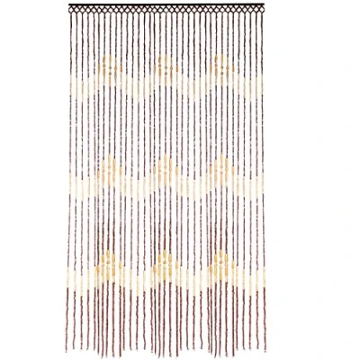Image of JVL Tuscany waves design wooden beaded door curtain 90 x 180cm