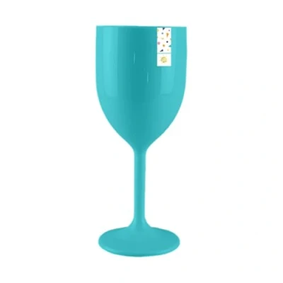 Image of Gem Imports Turquoise Blue Plastic Reusable Wine Glass 300ml