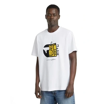 Image of G STAR Men&#039;s Boombox Cartoon Loose R T Shirt, White (White D25702 c336 110), M