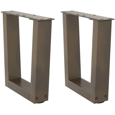 Image of vidaXL Dining Table Legs V Shape Natural Steel 40x30 cm Adjustable Level