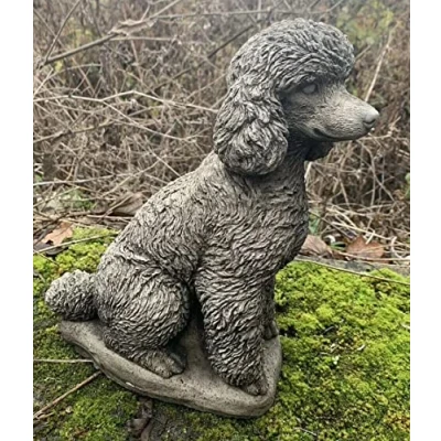 Image of STONE GARDEN LARGE DETAILED POODLE DOG GIFT ORNAMENT