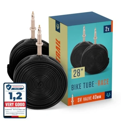 Image of Alphatrail Road Bicycle Inner Tube Rick 28 Inch SV Presta Valve 2x Set 700 x 18 28c with Mobility Guarantee I Compatible Bike Tyres Continental, Conti, Schwalbe, Michelin, Vittoria &amp; Mavic