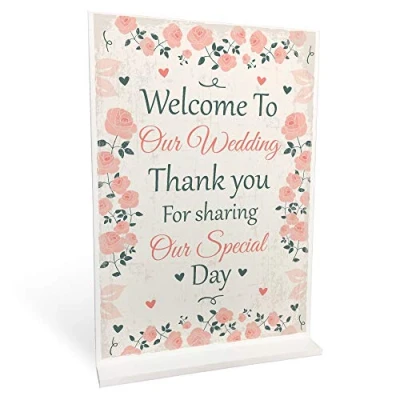 Image of RED OCEAN Welcome To Our Wedding Sign And Plaque Standing Table Decoration Gift