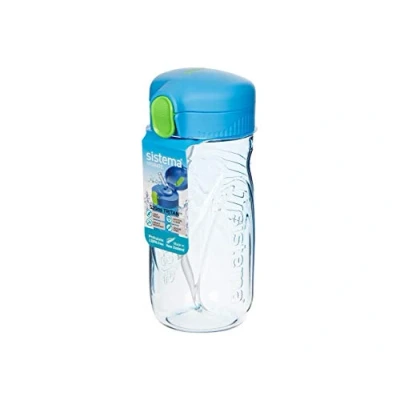 Image of Sistema Tritan Quick Flip Plastic Bottle (Straw Bottle) 520 ml Assorted Colours Pack of 2