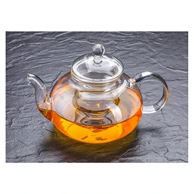 Image of Glass Teapot with Infuser, Strainer for Loose Tea, Tea Kettle Safe On Stovetop, Heat Resistant Borosilicate Removable Infuser (600ml/21oz)