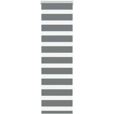 Image of vidaXL Zebra Blind Dark Grey 45x150 cm Fabric Width 40.9 Polyester