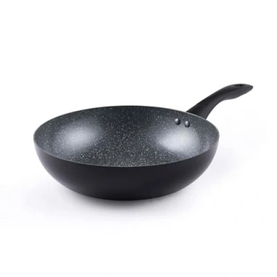 Image of PROGRESS BW12915EU7 Marble Ceramic 28 cm Stir Fry Pan Non Stick Wok with Metallic Coating, Induction Hob Suitable, Lightweight Pressed Aluminium Cookware, PFAS Free Saute