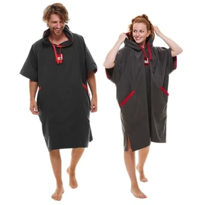 Image of Red Original Adult Unisex Quick Dry Microfibre Changing Robe Towel Surf Poncho (Grey, M)