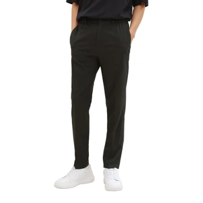 Image of TOM TAILOR Denim Men&#039;s 1037539 Relaxed Tapered fit Trousers in Ankle Length, 34074 Black Houndstooth, 32 W/32 L