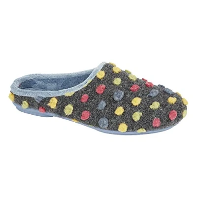 Image of Sleepers Amy Ladies Spotted Knit Mule Slippers Blue UK 6