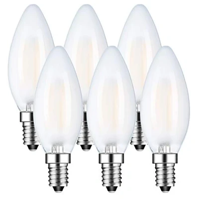 Image of BINGSHION E14 Dimmable 4W LED Candle C35 Frosted Light Bulbs, 40W Incandescent Bulb Equivalent, 2700K Warm White, 400lm, Pack of 6