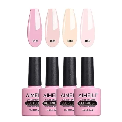 Image of AIMEILI Hema Free Gel Nail Polishes Nude Polish Set Soak Off UV LED Salon Varnish Manicure Long Lasting &amp; Easy to Apply 4pcs X 10ml Kit17