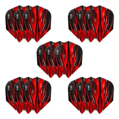 Image of Harrows Fire Dart Flights 5 x sets Darts (15 Total) I 100 Micron Premium Extra Strong Made in UK Professional Accessories Red
