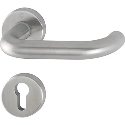 Image of Hoppe Door Handle Set with Rosette PZ Profile Cylinder Satin Stainless Steel 3286366