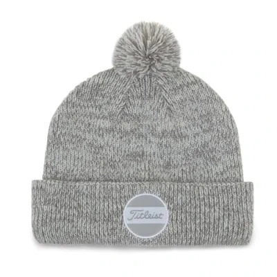 Image of Titleist Mens Boardwalk Pom Beanie, Heather, White