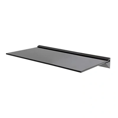 Image of mahara Black Glass floating shelf small 60cm wide wall mounted supporting upto 20Kg, Easy Installation, use in any room