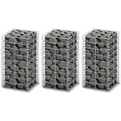 Image of vidaXL Gabion Set 3 pcs Galvanised Wire 25 x 50 cm