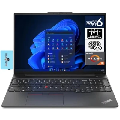 Image of Lenovo ThinkPad E16 Gen 1 Business Laptop 16.0&quot; WUXGA IPS Display 300 nits (AMD Ryzen 5 7530U 6 Core 2.00GHz, 24GB RAM, 1TB PCIe SSD, AMD Radeon, Backlit KYB, FP, WiFi 6, Win11Pro) w/Dockztorm Hub