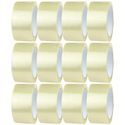 Image of Crimson Starfish Clear Tape 12 Rolls of 48mm x 66m Sellotape Packaging for Packing Parcels, Boxes, Cartons, Postage, Moving House Adhesive Transparent