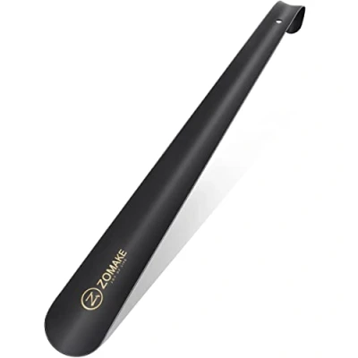 Image of ZOMAKE Metal Shoe Horn 16.5inches Long Handled for Women Men Kids Seniors Elderly,42cm Extra Horn(Black)