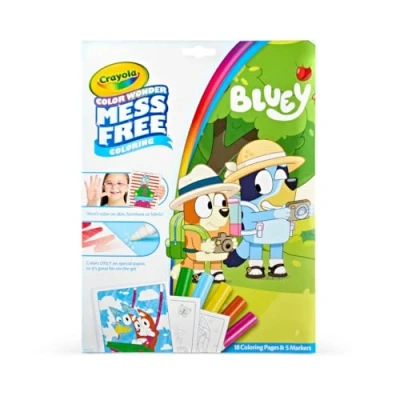 Image of CRAYOLA Color Wonder Bluey Colouring Mess Free Book (Includes 18 Pages &amp; 5 Magic Markers)