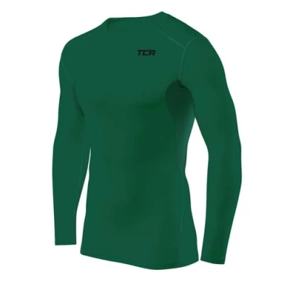 Image of TCA Boys&#039; HyperFusion Compression Base Layer Top Long Sleeve Under Shirt Crew Neck Cadmium Green, 12 14 Years