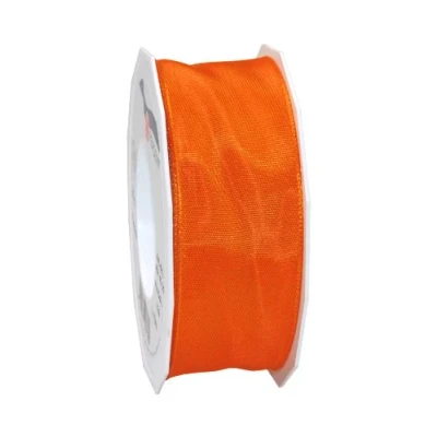 Image of C.E. Pattberg Präsent Lyon Wired Taffeta Ribbon Tangerine 40 mm width, 25 m length